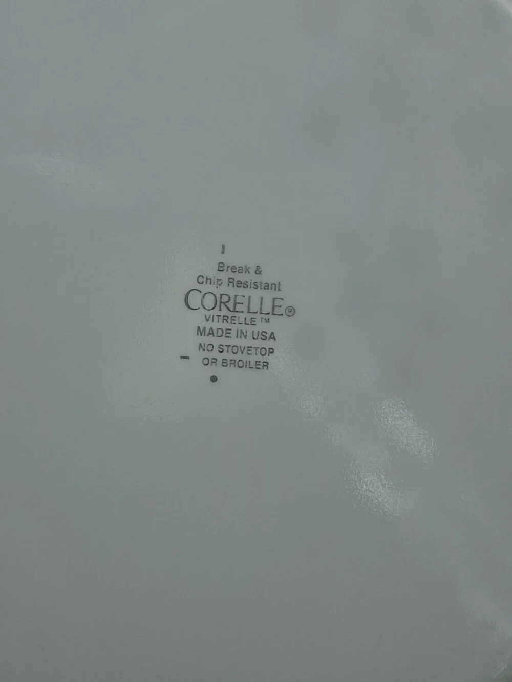 Corelle Shadow Dance Square LUNCHEON Plates 9" - White Brown Flower -Vitrelle - Picture 4 of 9